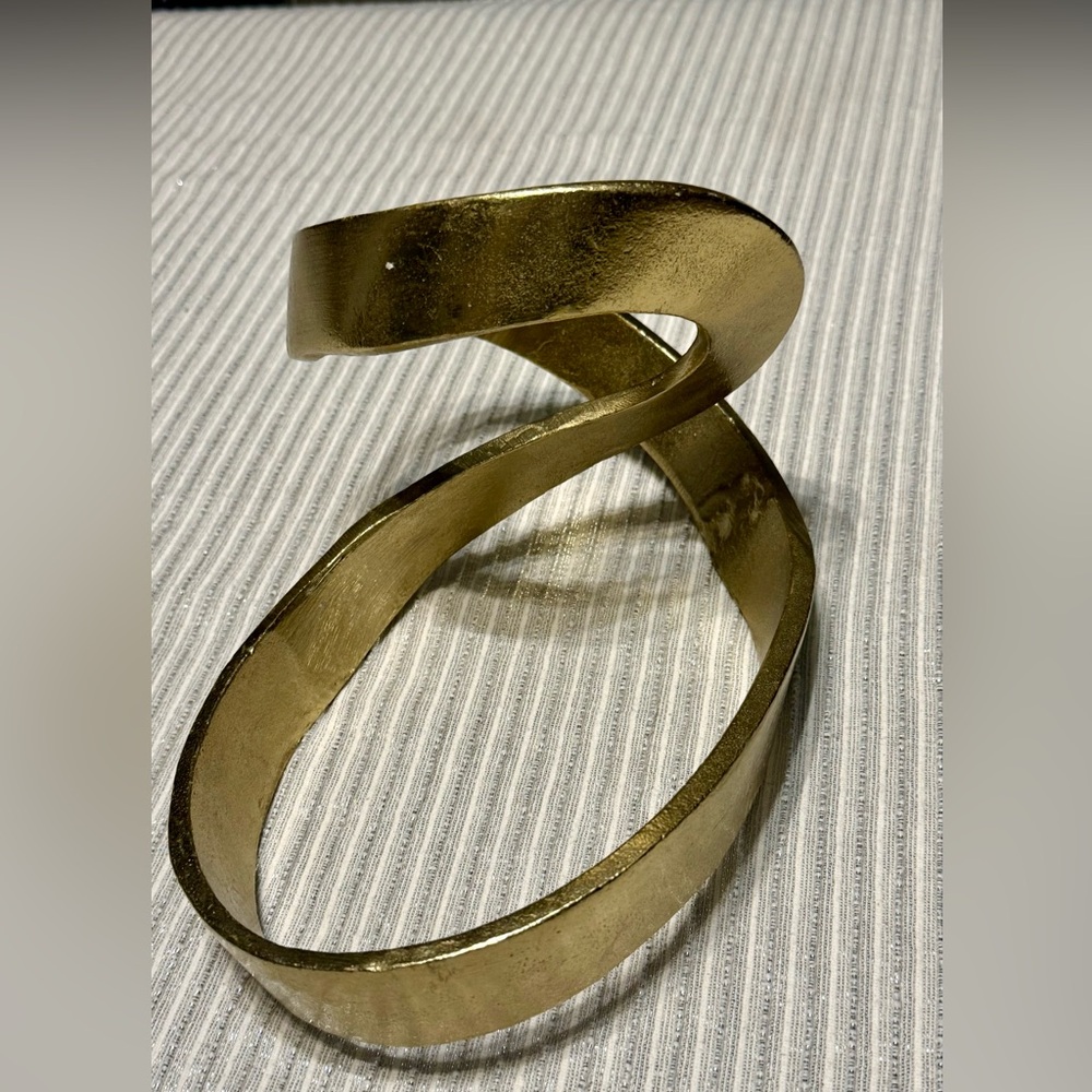 Metal Gold Colored Iron Ribbon Knot Art Sculpture Mid Century Modern - Picture 5 of 9